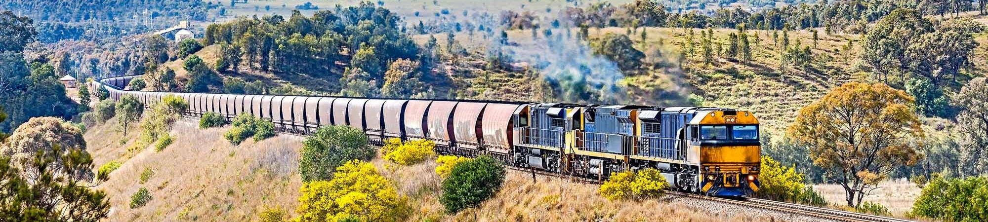 locomotive train in Australian countryside