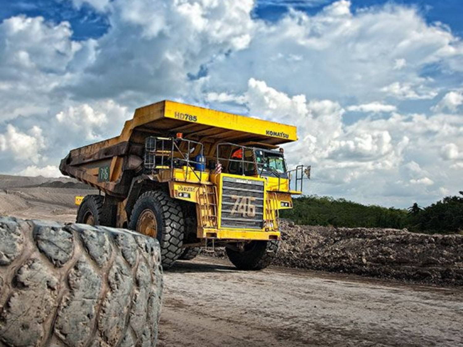mining truck on site against blue sky