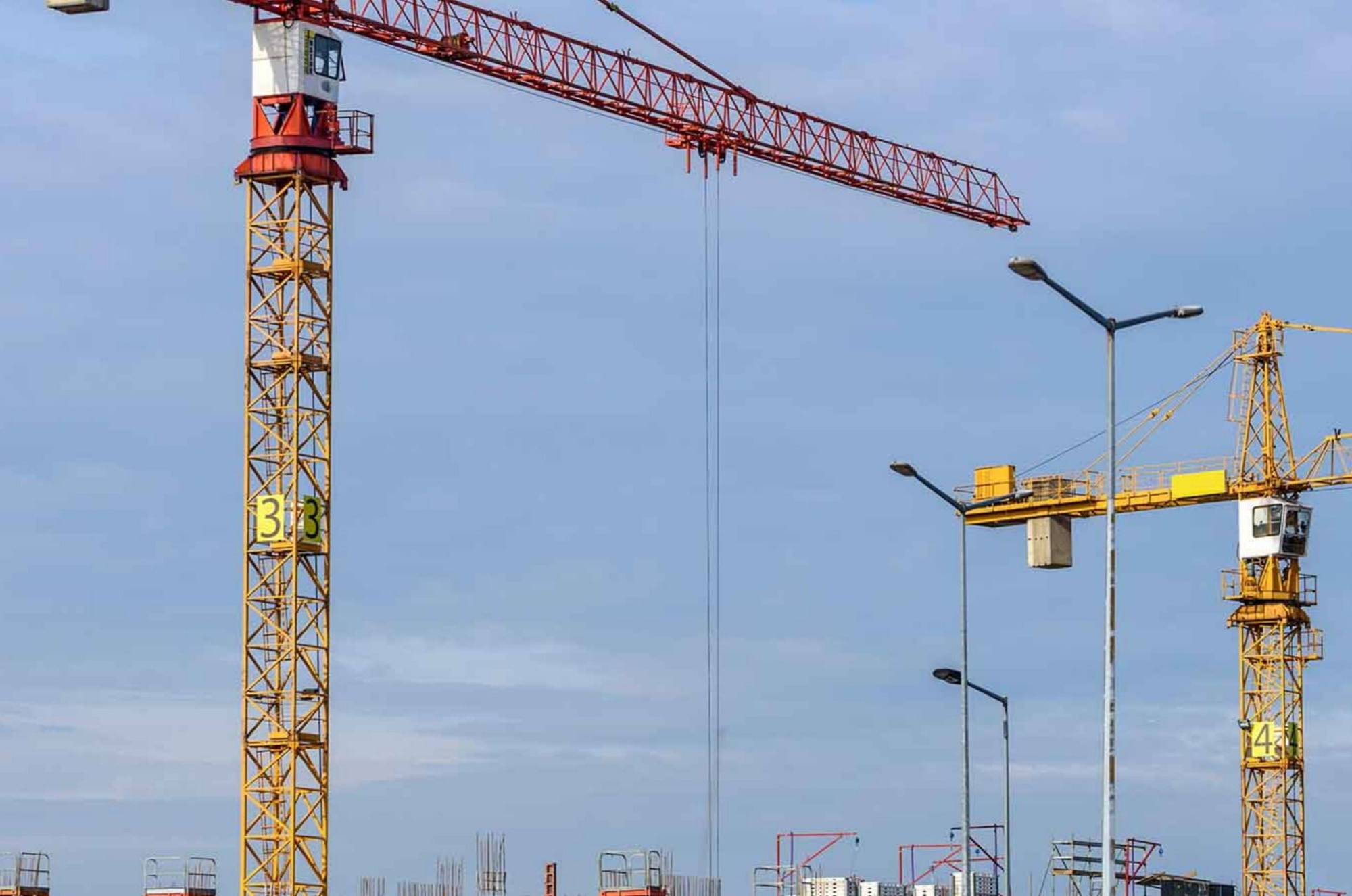 cranes on building site