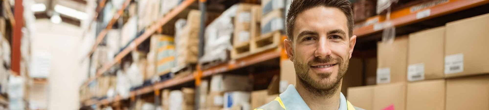 transport warehousing and logistics worker smiling 