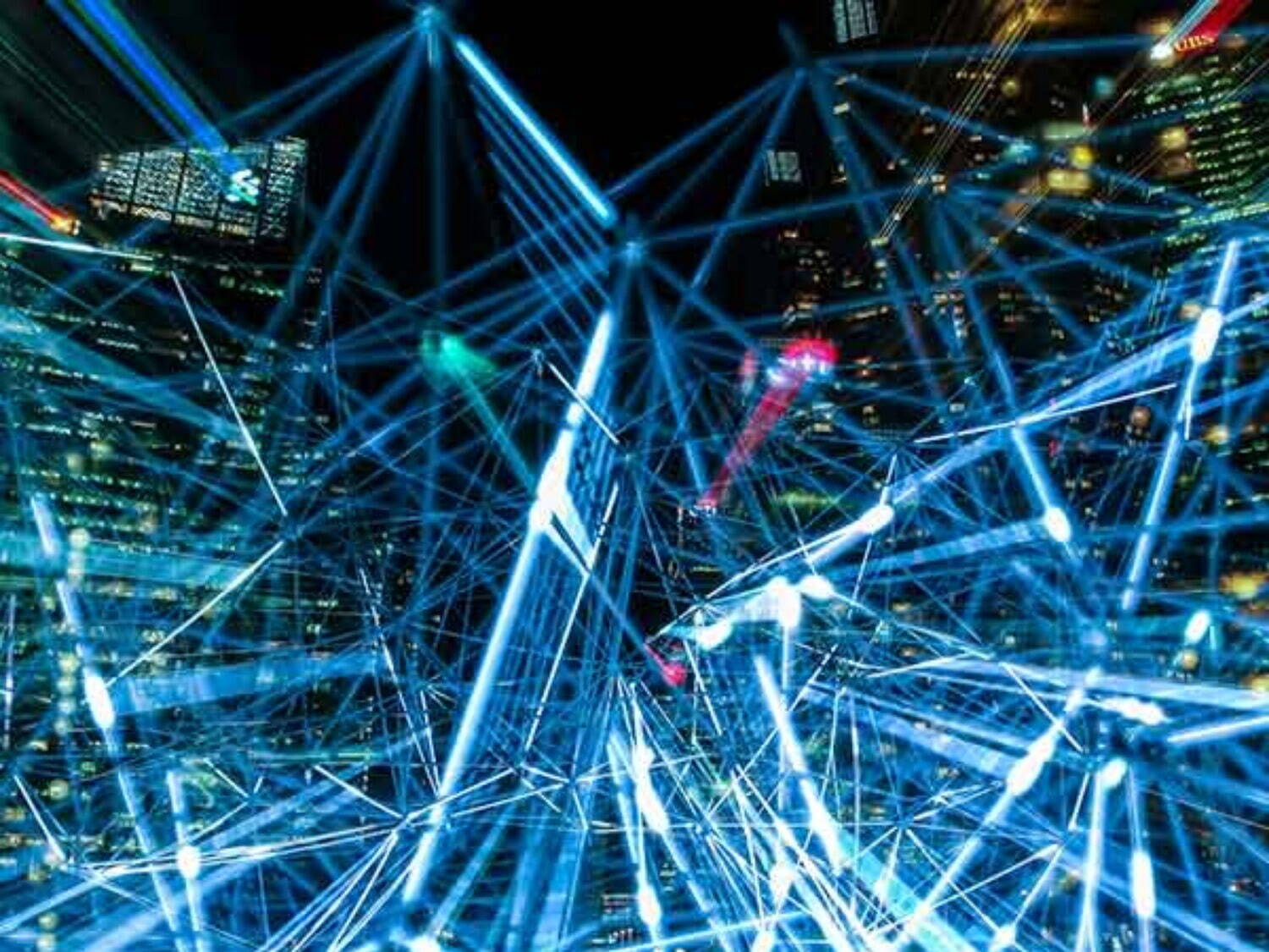 lasers across city representing security and defence